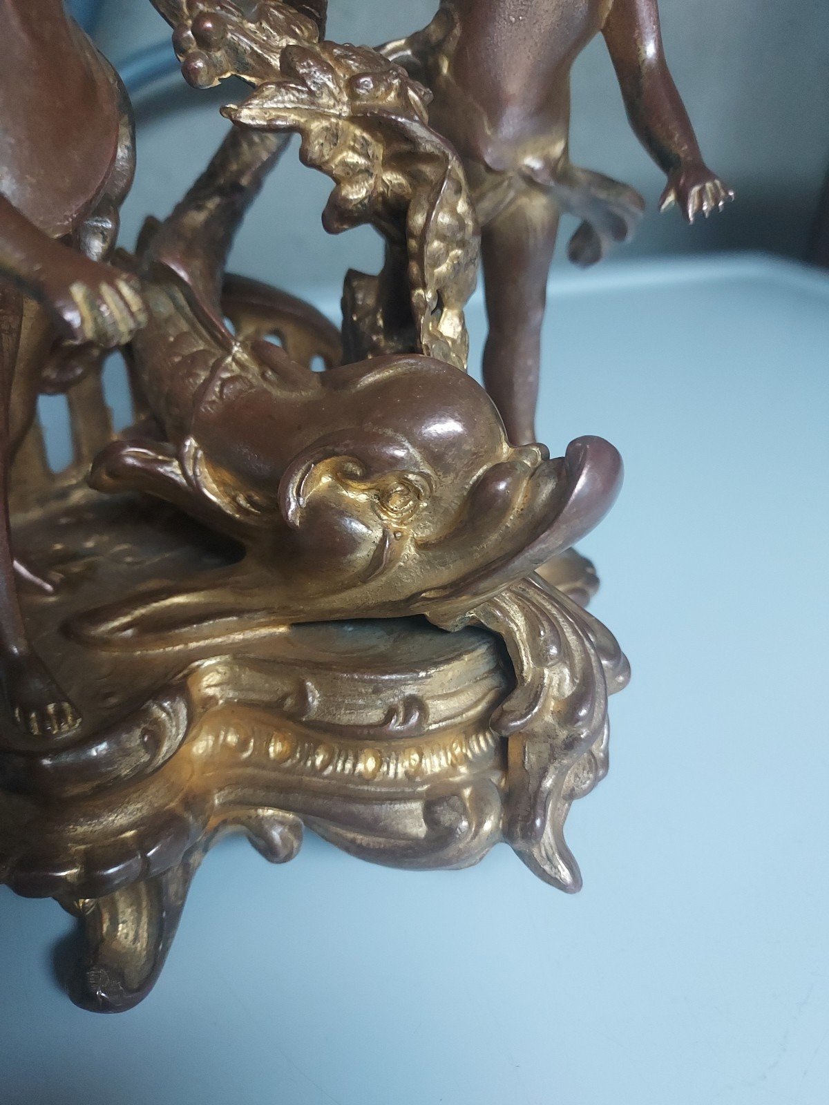 Antique Art Nouveau 15" Gilt Clock With New Battery Powered Quartz Insert NICE!