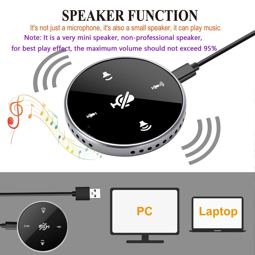 Upgrated USB Conference Microphone with Speaker,Laptop Omnidirectional Comput...