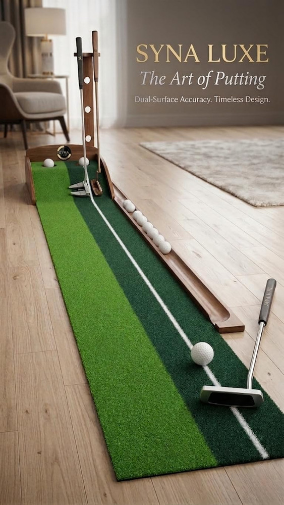 Indoor Golf Putting Mat with Automatic Ball Return - Non-Slip Surface