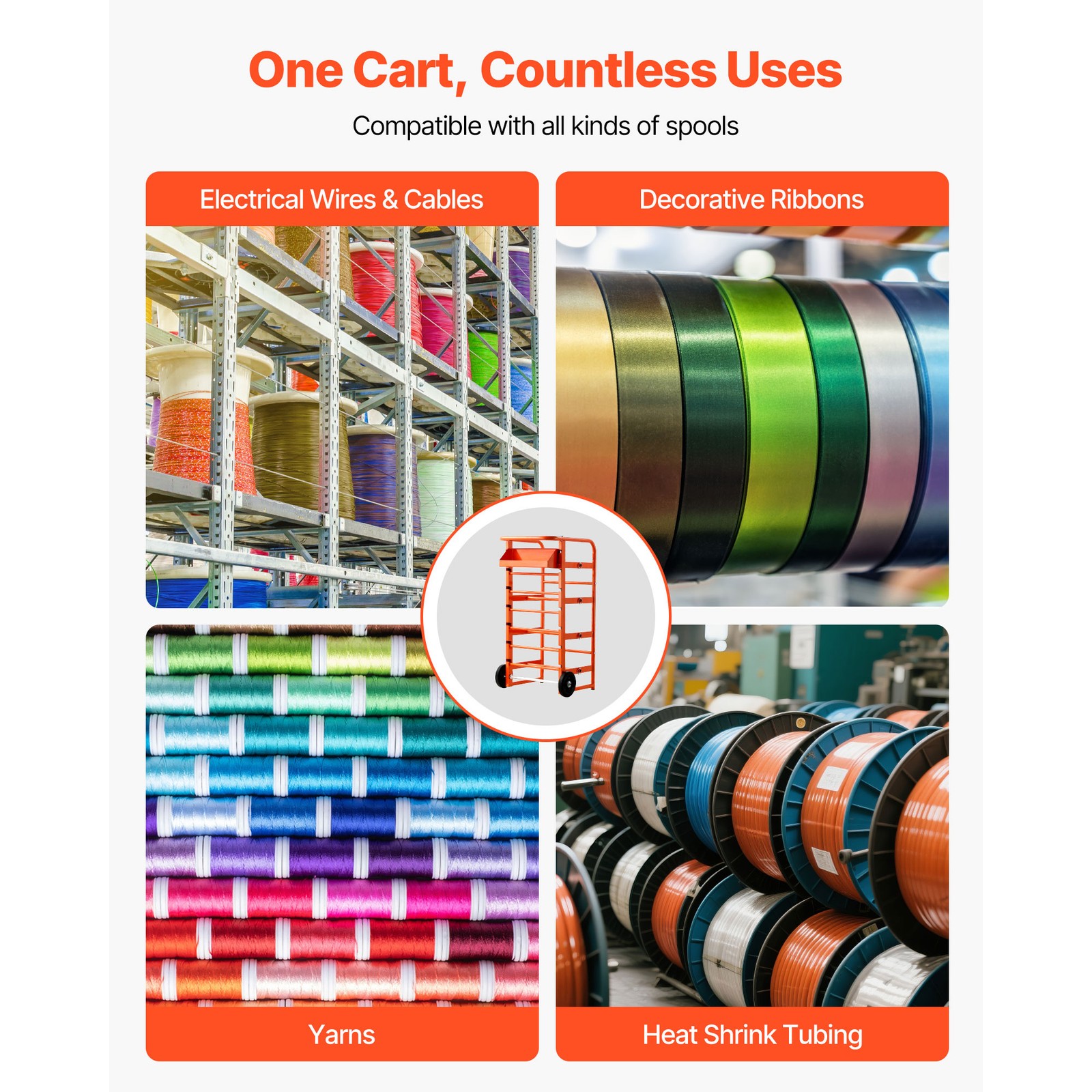 Wire Spool Rack 11 Rods Cable Caddy Wire Spool Cart for Industrial Electrical