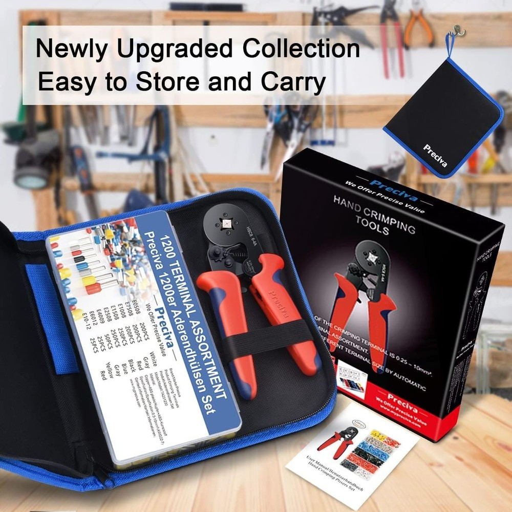 Professional Wire Crimping Tool Kit - Self-Adjustable 1200PCS Connector Set
