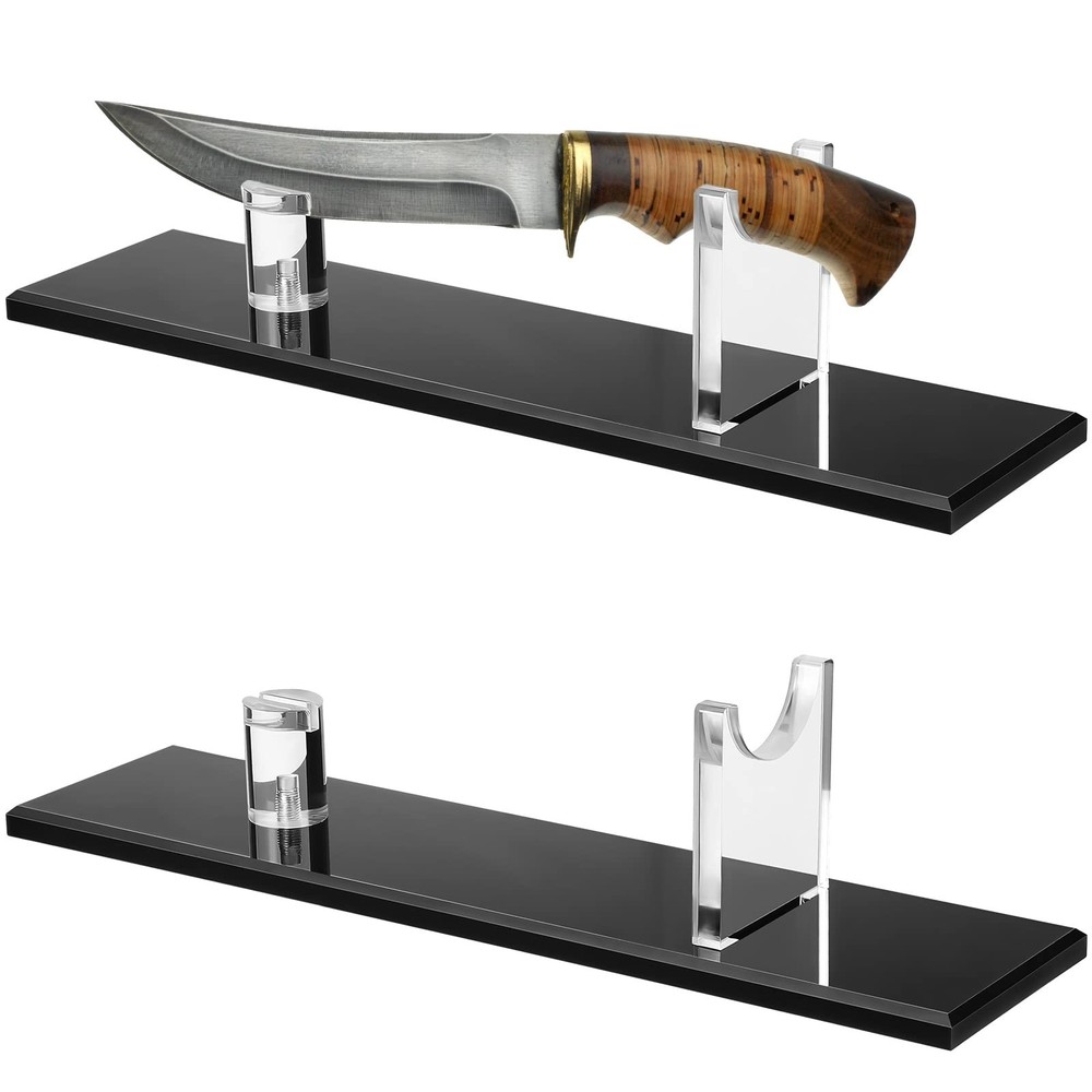 2-Piece Knife Display Stand - Fixed Blade Holder for Collection, Rustic Home Dec