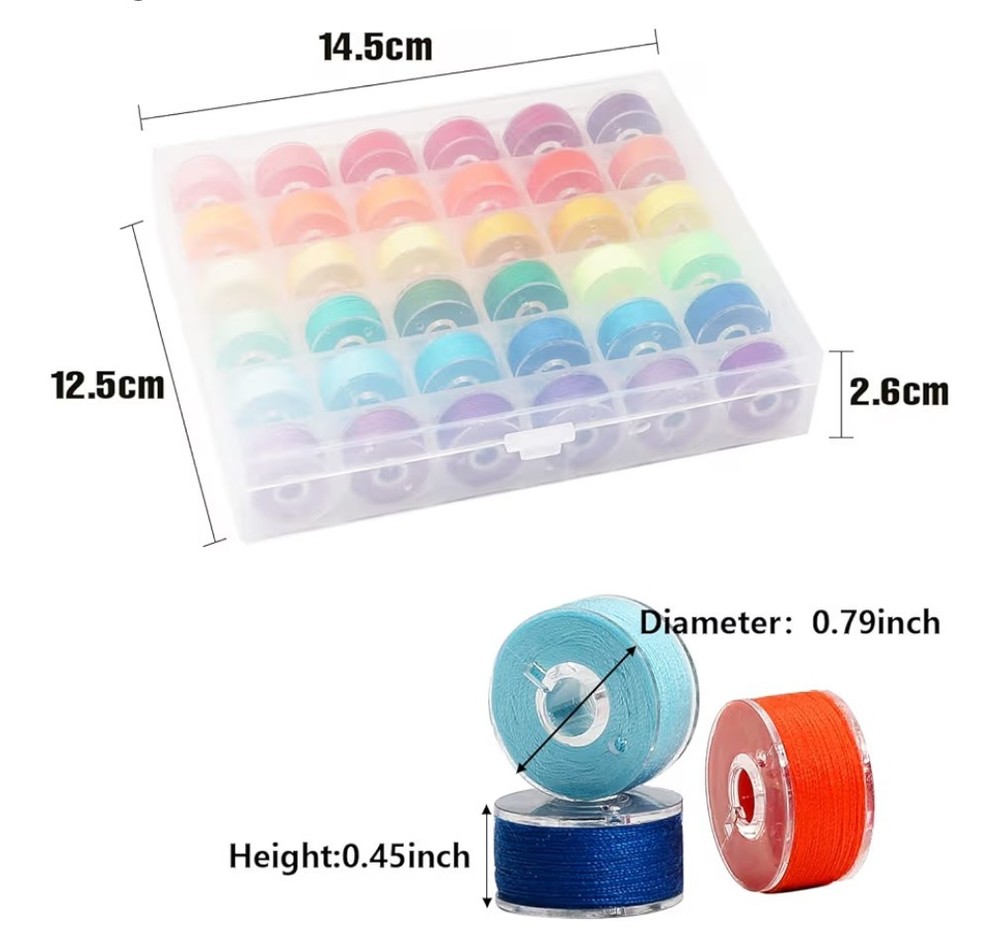 144 Colors Prewound Bobbin Thread Plastic Size A SA156 Class 15 Polyester Thread
