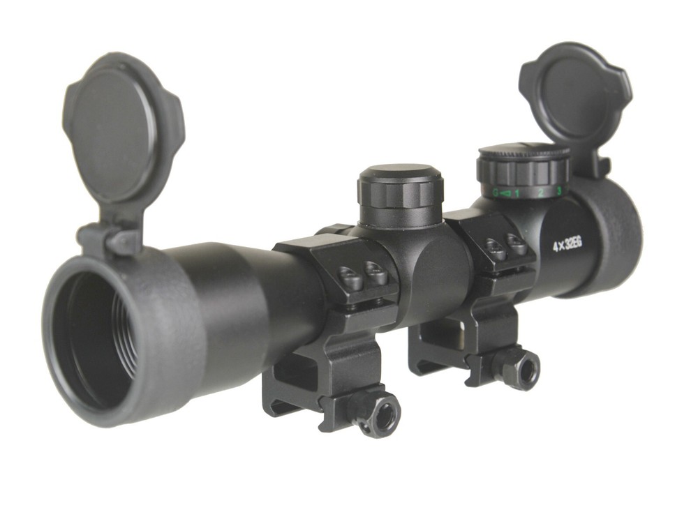 4x32 Compact Scope Red Green Illuminated Rangefinder With Ring/Lens Cap/Battery