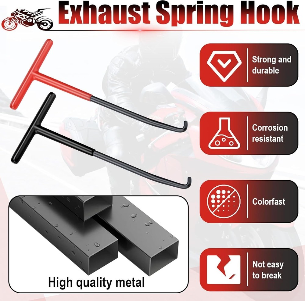 Lightweight and Durable Exhaust Spring Puller Tool - 2 PCS Motorcycle Accessory