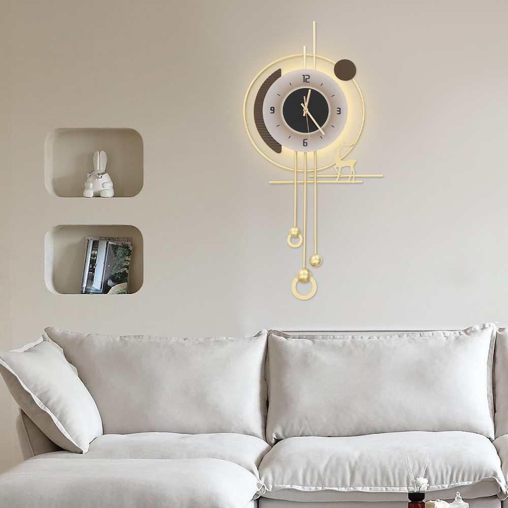 35*70cm Wall Clock, LED Lighting Wall Clock, Large Gold Decorative Wall Clock.