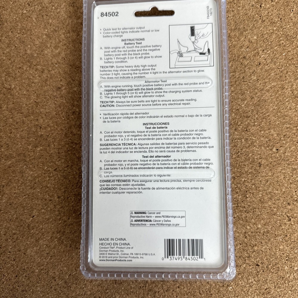 Dorman 84502 Tester - Auto Charge System Analyzer Tool