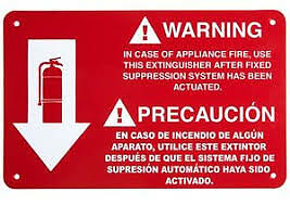 🎯 K CLASS FIRE EXTINGUISHER  SIGN 7" X 11" (RIGID PLASTIC)
