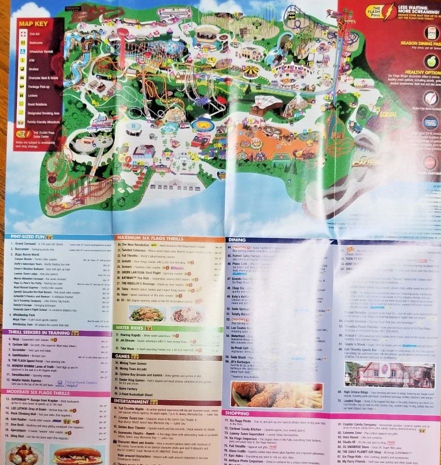 Park Map: Six Flags Magic Mountain 2016 - Valencia, CA