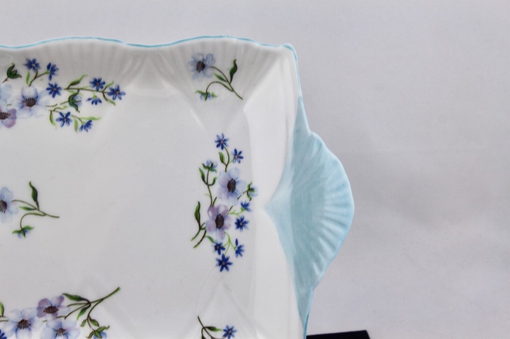 SHELLEY BLUE ROCK DAINTY SHAPE BONE CHINA 10" RECTANGULAR TRAY #13591 - MINT