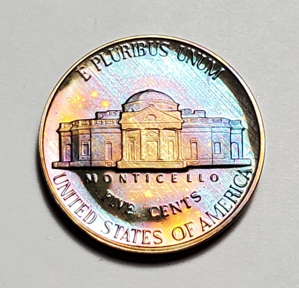 TONED 1990 S JEFFERSON NICKEL PROOF UNC #P2674