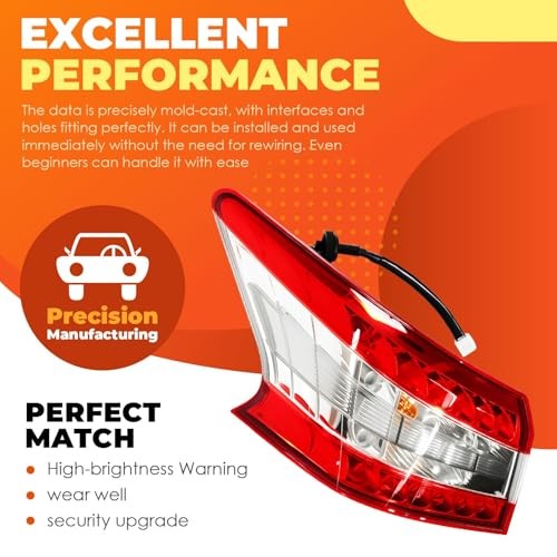 Left Side Outer Tail Light Assembly Compatible with Sentra 2013 2014 2015