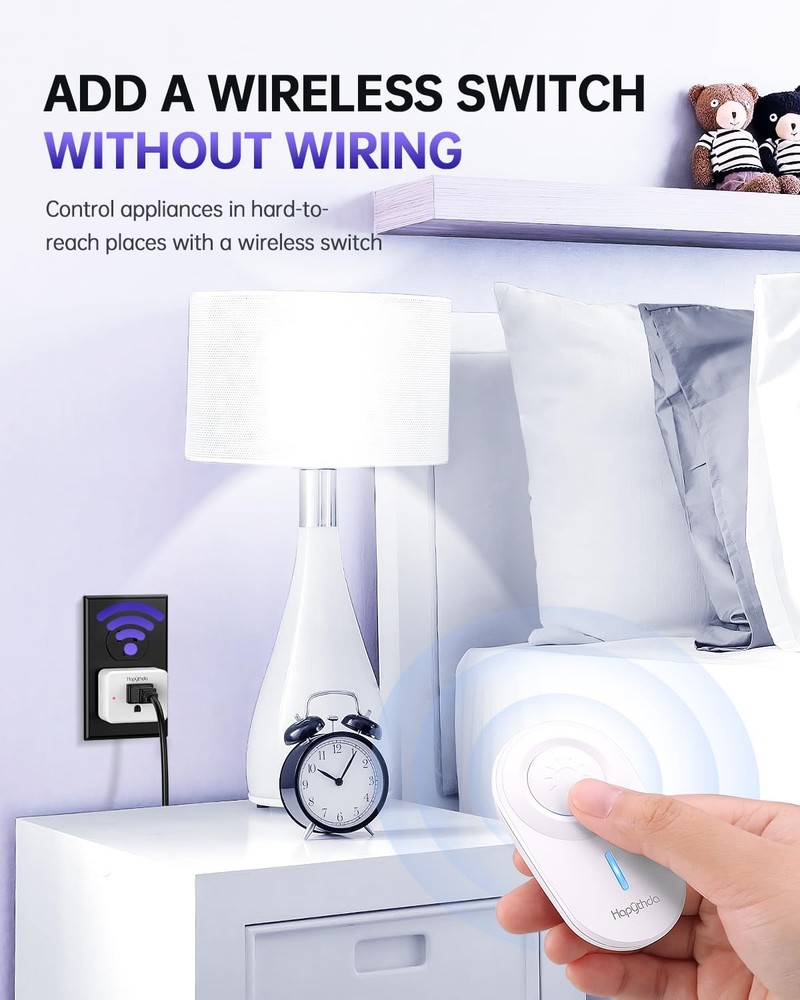 2 Pack Remote Control Outlet Plug, 15A Wireless Switch, 300ft RF Range