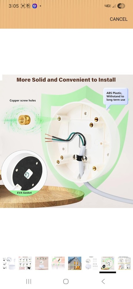 Plug-In Mount for Floodlight Cams with 20Ft/9M Weatherproof Power Cable for Ring