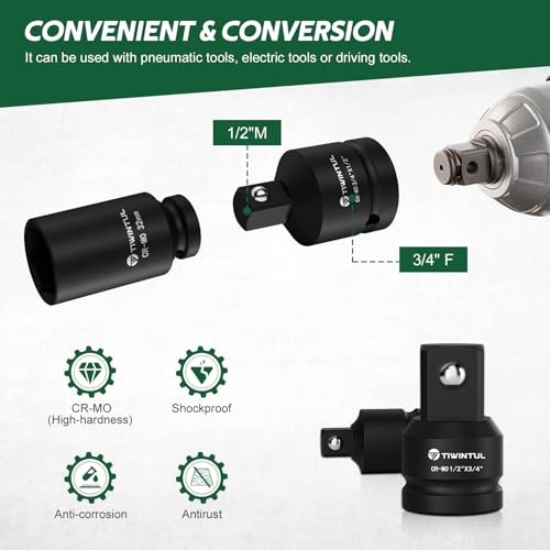 8 Pcs Impact Socket Adapter & Reducer Set, CR SAE-8PCS Adapter and Reducer Set