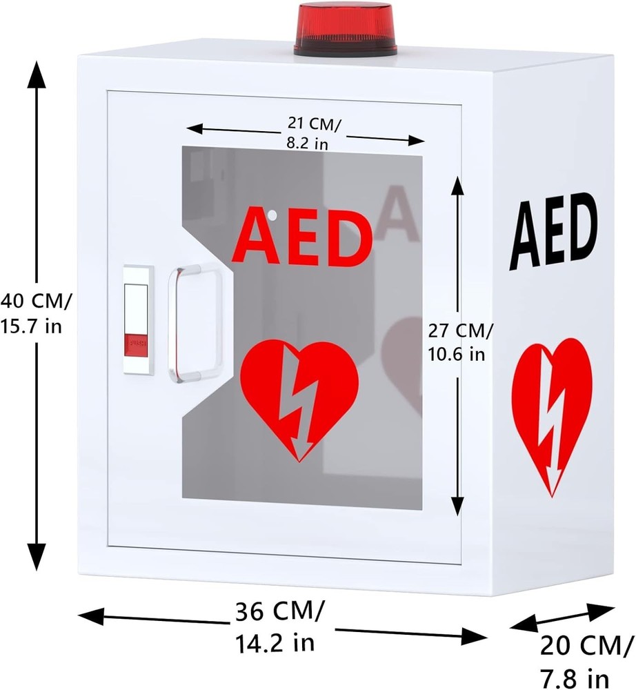 Durable Steel AED Cabinet with Secure Lock and Visual Identification Window