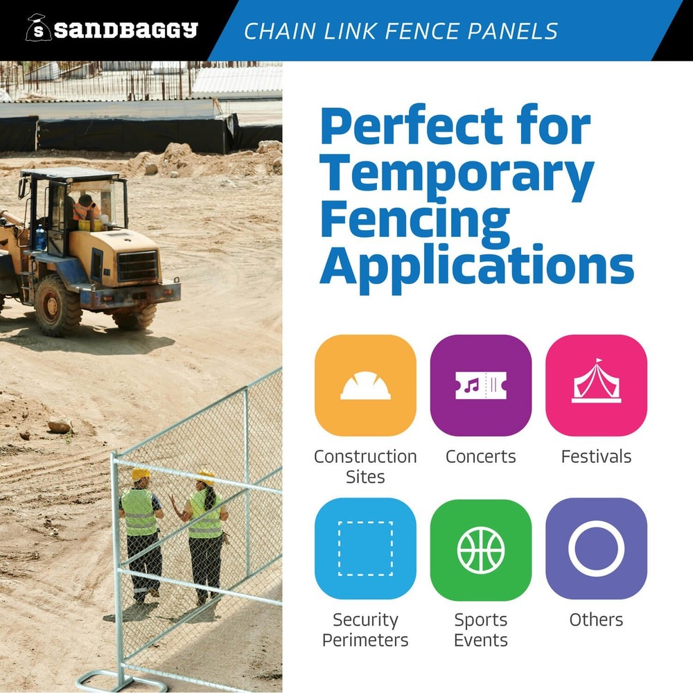 8 ft Temporary Chain Link Fence Panel (Galvanized) - 10 QTY