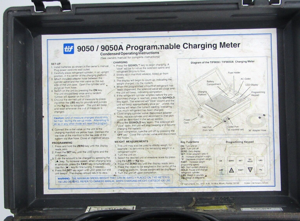 TIF 9050 9050A Programmable Charging Meter Accurate Freon Measurement Automatic