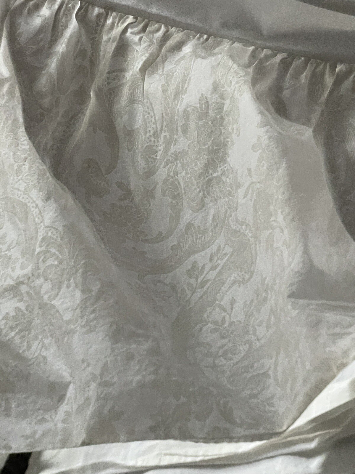 Rare! RALPH Lauren AVERY *KING Retired WHITE BED SKIRT Damask READ*