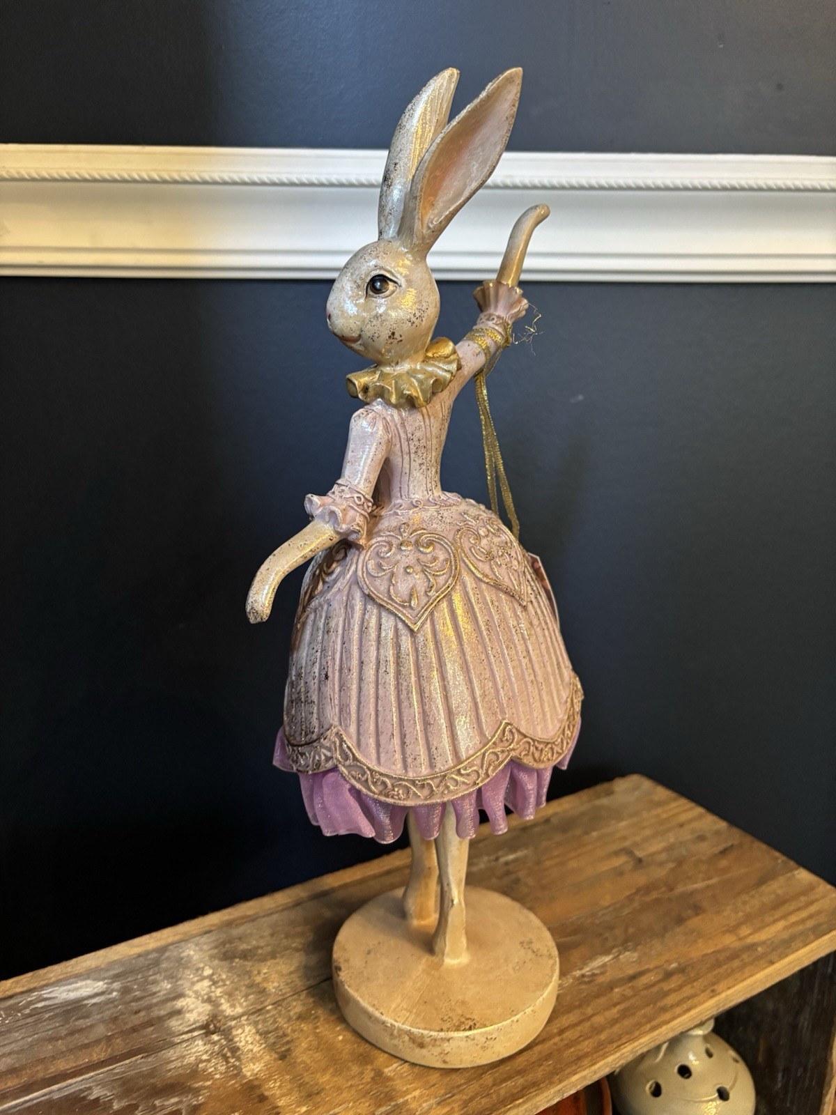 Jolie Fleur Easter Bunny 14” Figure Lavender Dress Dancing Ballerina
