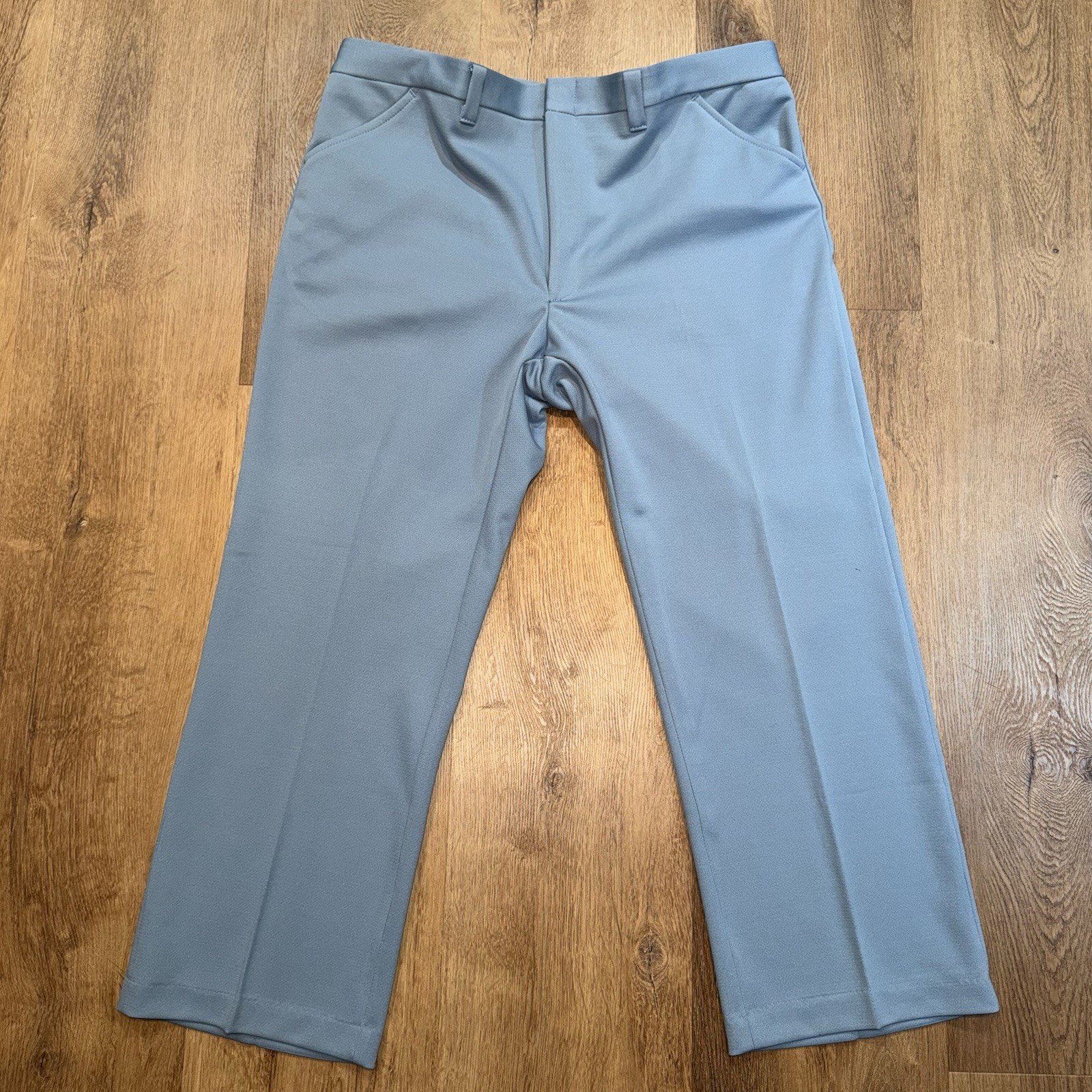 Haband Disco Pants Mens 40 28 Blue Polyester Leisure Suit Disco Mod Vtg 60s 70s