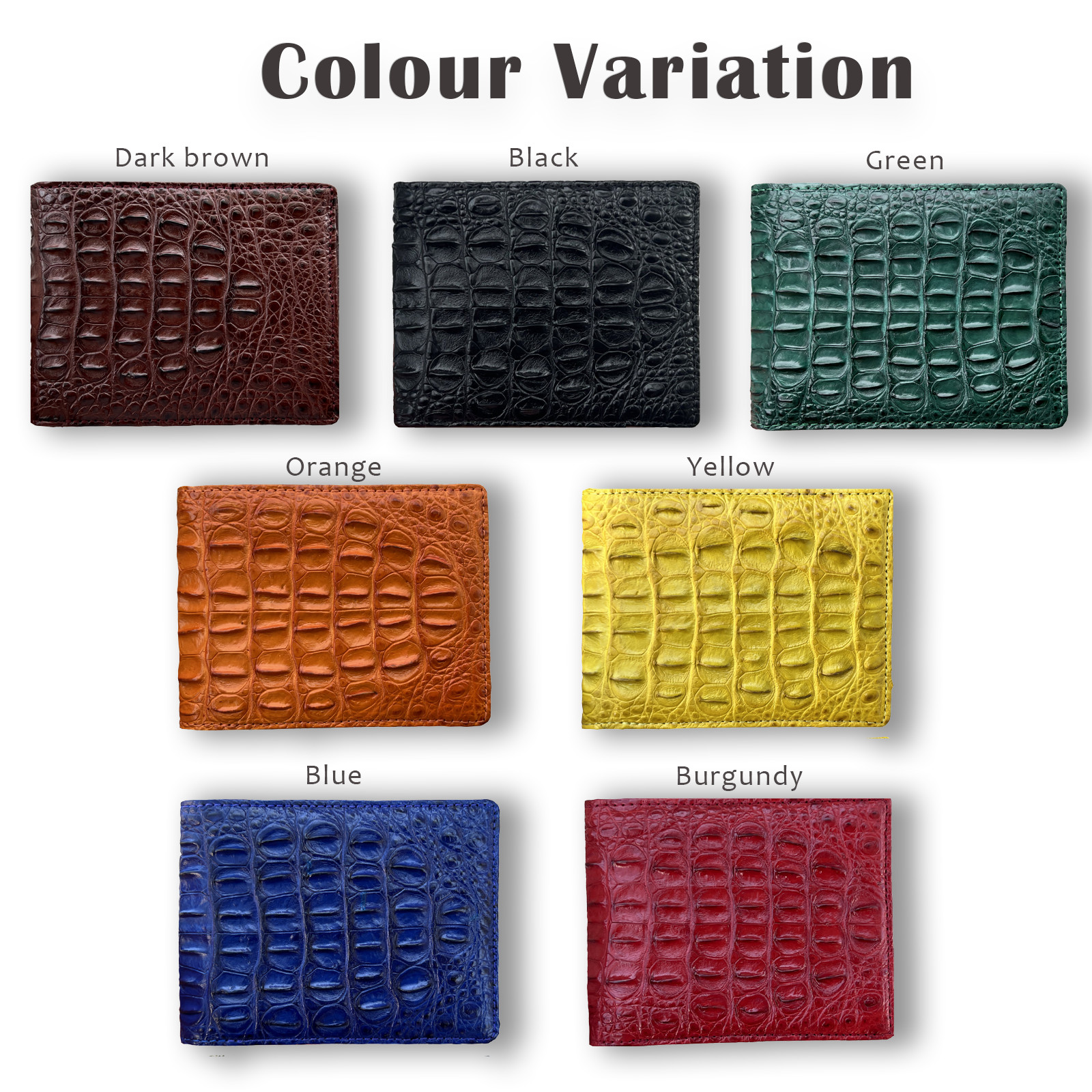 Double Sided Crocodile Black Bifold Leather Wallet Men's Skin Billfold Wallet