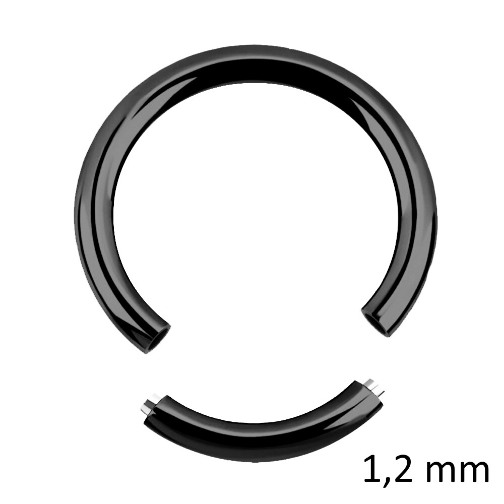 Treuheld® - 1,2 mm Piercing Segmentring - Stahl - Schwarz (4612v)