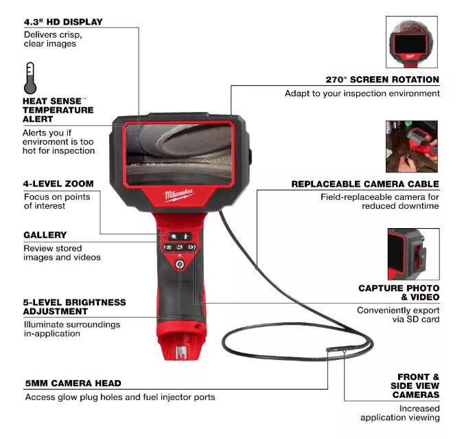 Brand New Milwaukee 3150-20 M12 Auto Technician Borescope & 48-11-2420 2a/h Bat.