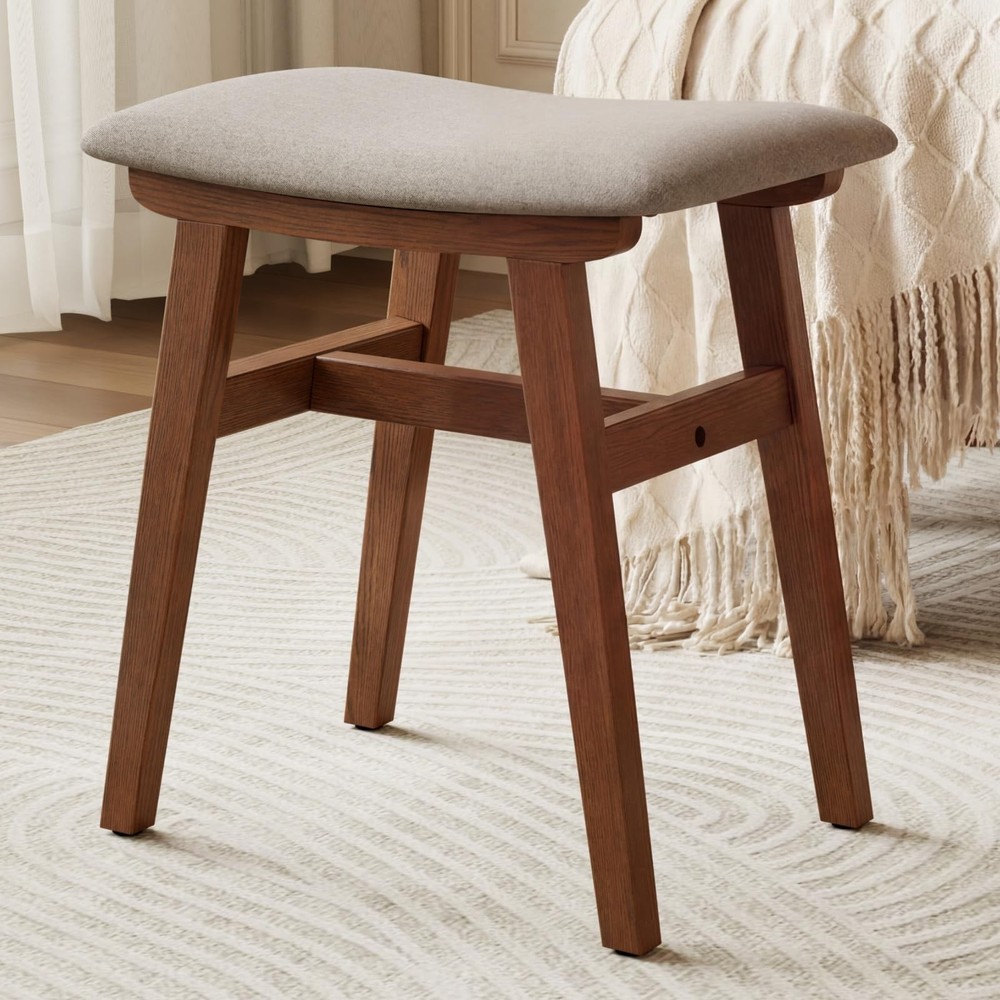 Solid Wood Small Vanity Stool Chair, Makeup Stools for Vanity Desk, Bathroom ...