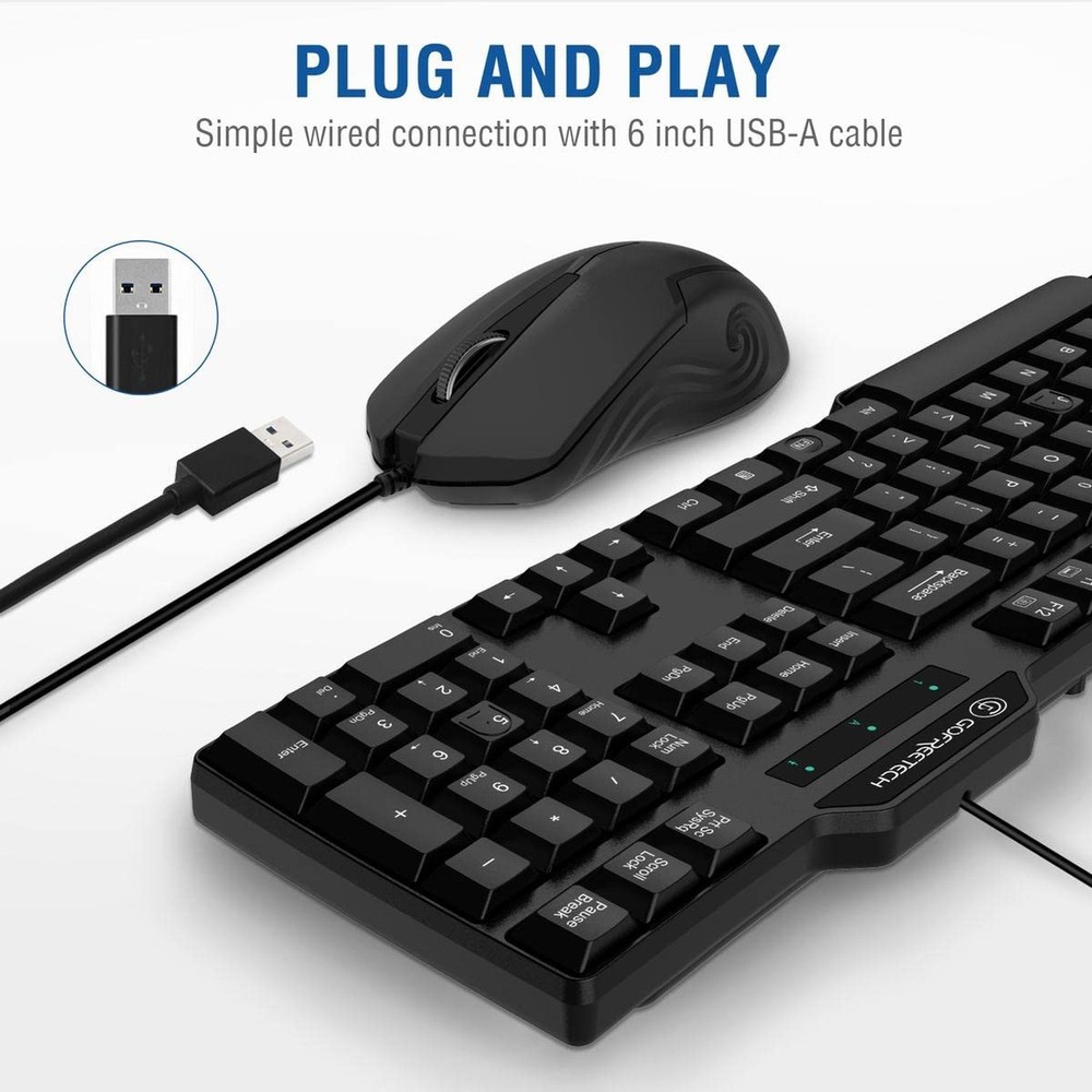 Wired Keyboard and Mouse Combo, Gofreetech Full-Size Keyboard and Mouse Combo...