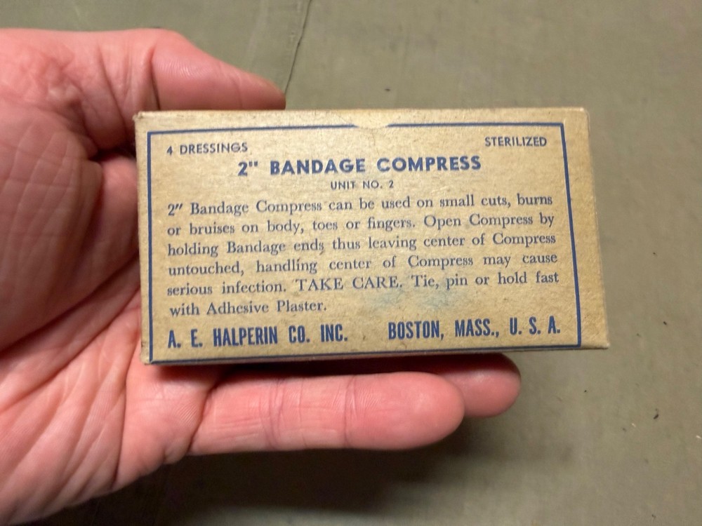 ORIGINAL WWII US ARMY MEDIC MEDICAL FIRST AID 2 INCH COMPRESS BANDAGE-NOS