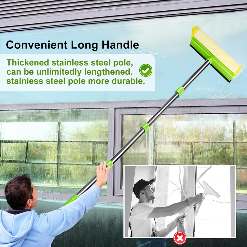Window Squeegee, Squeegee for Window Cleaning, 2 in 1 Squeegee Window Cleaner wi