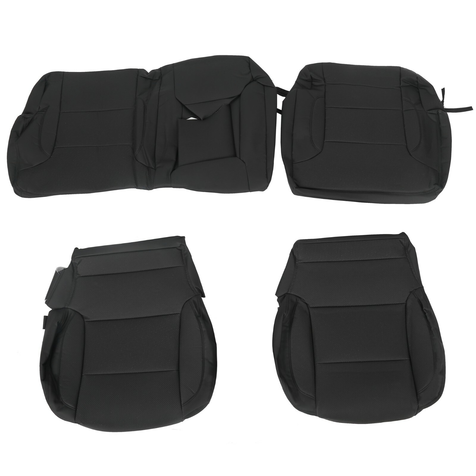 Black Seat Covers Set For 2014-2018 Chevy Silverado Crew Cab LT 15 16 17
