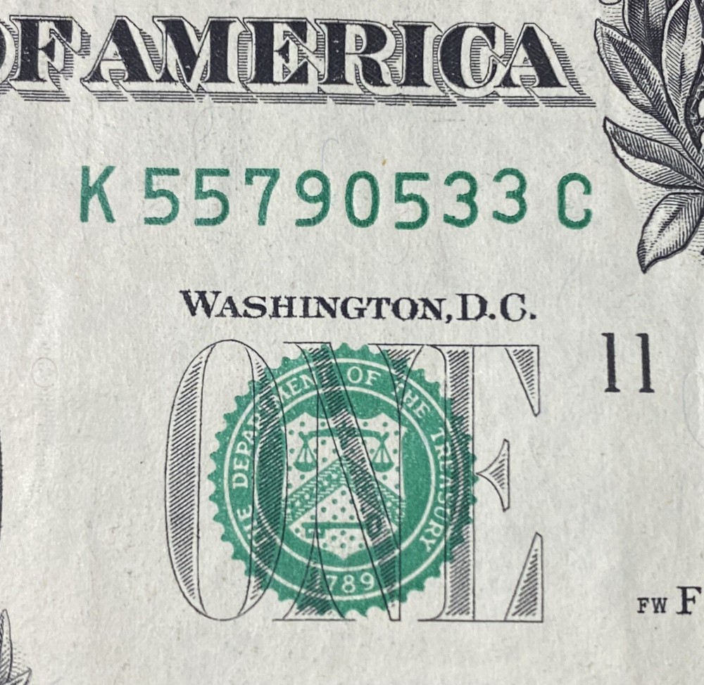 Gas Pump Error High Digit Stuck 3 One Dollar Note 2017 #K55790533C