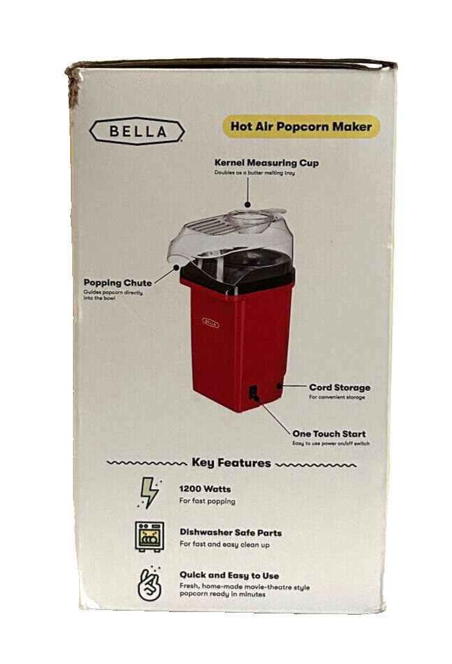 Bella Hot Air Popcorn Maker Complete in Box, Pre-owned
