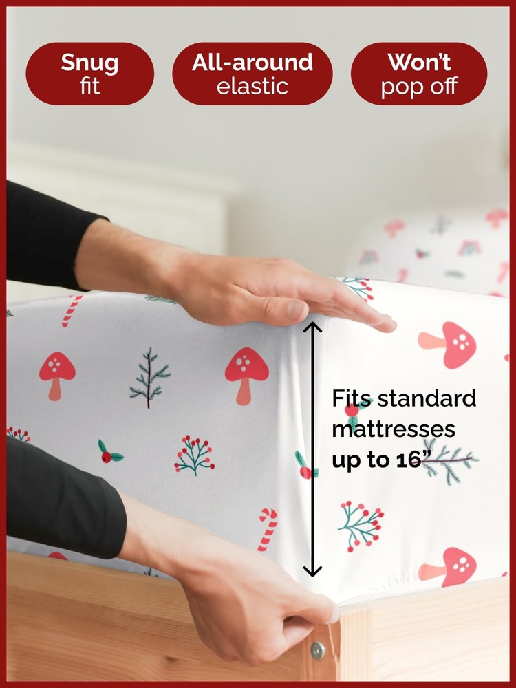 Queen Christmas Sheet Set - Holiday Xmas Pattern Bedding - Deep Pocket