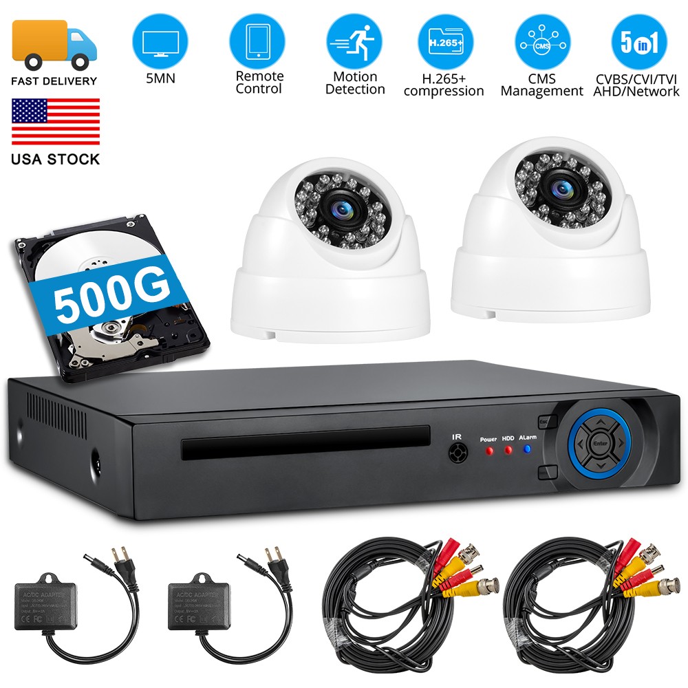 8CH Security DVR Recorder 5MP Security Camera System Email Alert 500G Hard Drive