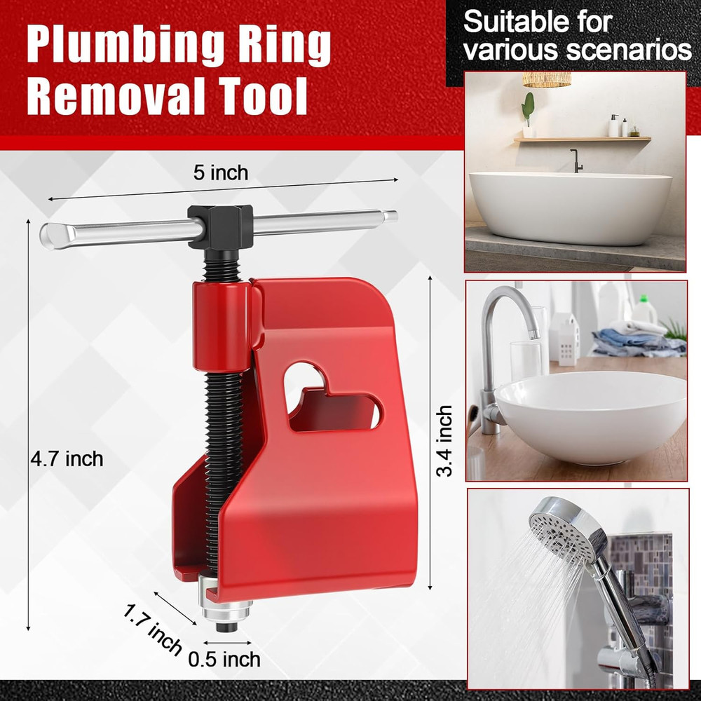 5 Pcs Angle Stop Wrench Kit Plumbing Tool, Compression Sleeve Puller for 1/2" Co