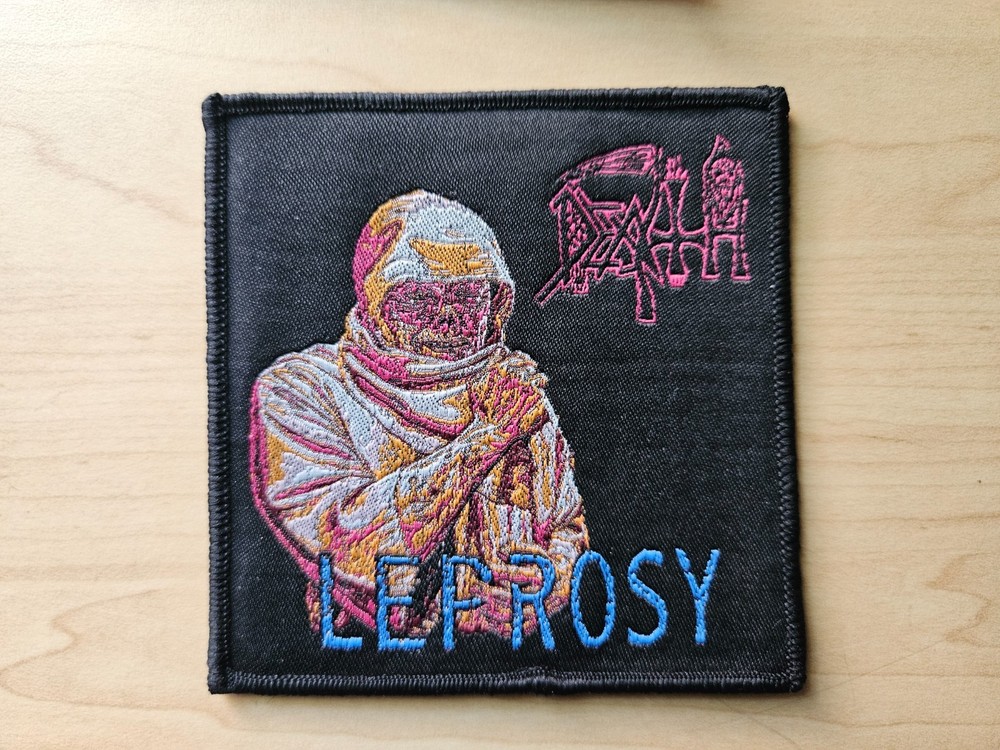 DEATH, LEPROSY, SEW ON BLACK BORDER WOVEN PATCH