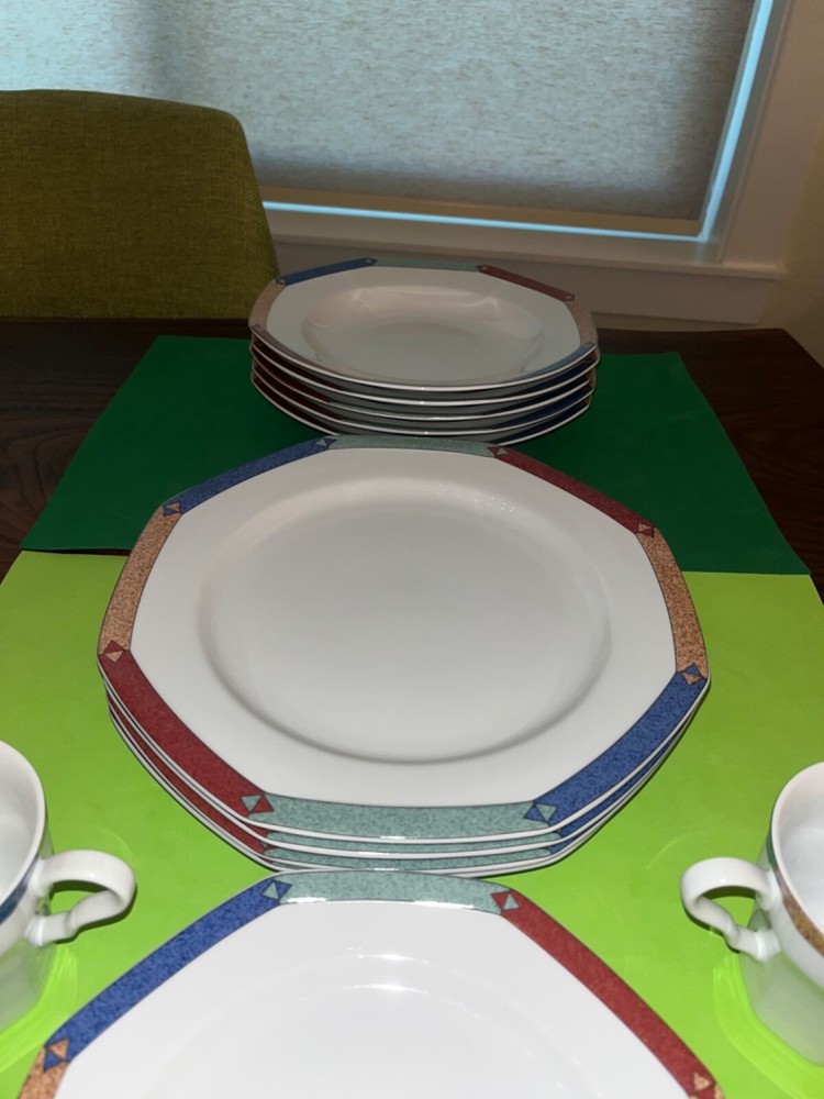 Christopher Stuart Diamond Optic 4 Complete Place Settings W/ Extras EUC