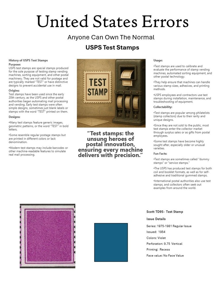Centsational Custom Presentation Panel For Error SN TD95 - 8.5” X 11”