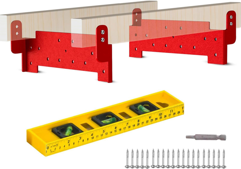 Chainsaw Mill Guide Rail Lumber Metal Brackets, 2 Pack Brackets with Level & Scr