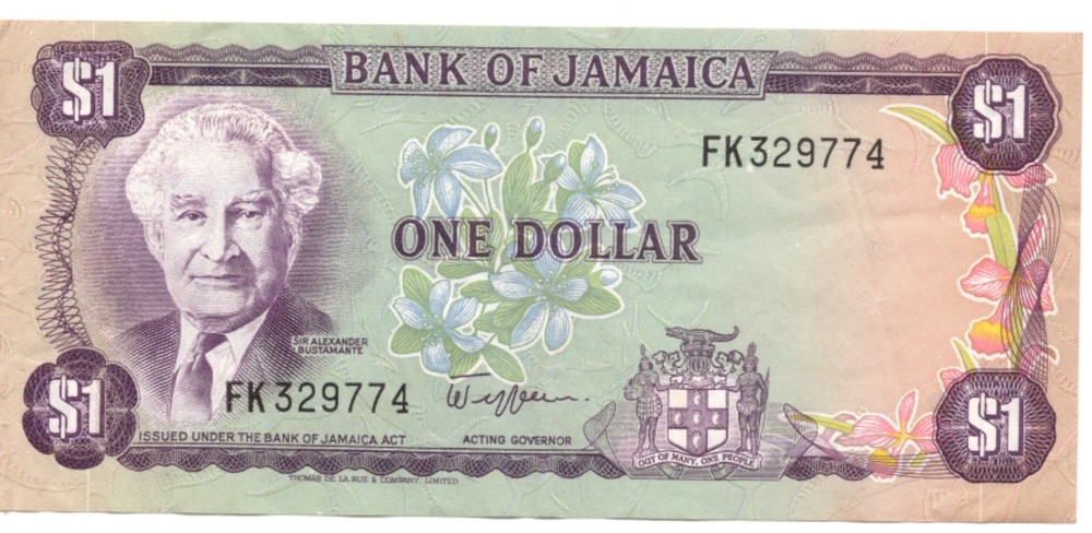 1982/89 🇯🇲 Jamaica ONE & TWO Dollar Bank Notes - VF