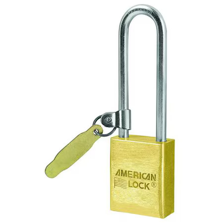 American Lock A42tag Padlock, Keyed Different, Long Shackle, Rectangular Brass