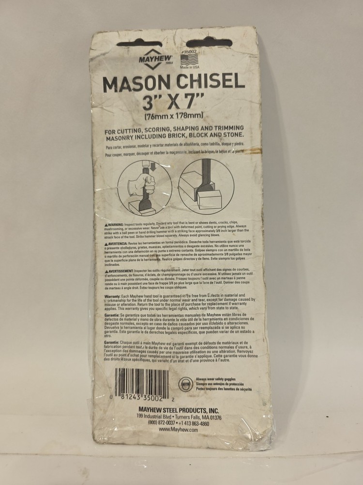 Mayhew 3 in. x 7 in. Mason Chisel