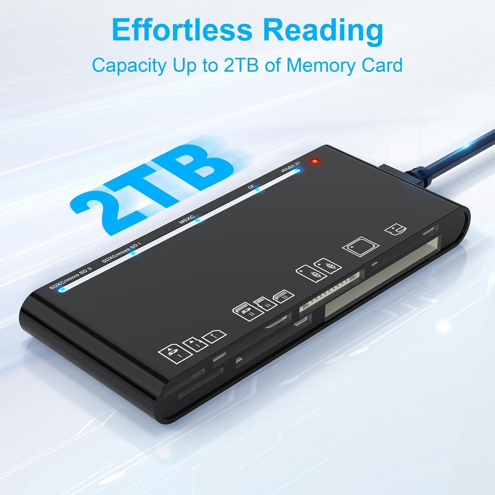 USB 3.0 Multi Card Reader for SD/Micro SD/TF/XD/CF/MS - 7-in-1 Memory Card Re...