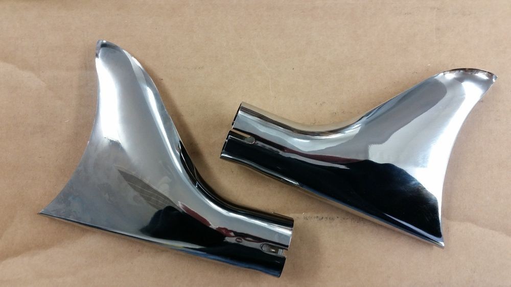 PAIR 7 1/4" Straight Fishtail Chrome Tips Harley Custom Slip On Paughco