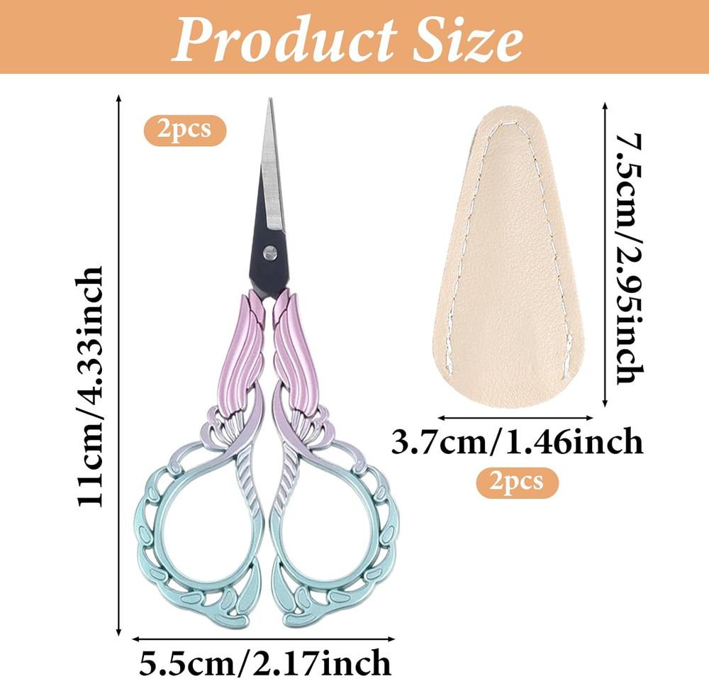 2PCS Sewing Embroidery Scissors, 4.5Inch Small Sewing Crafting Scissors Sharp