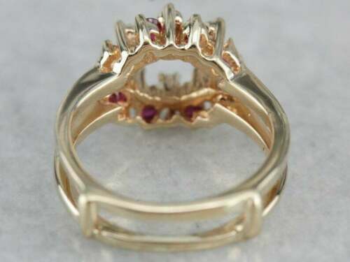 1Ct Lab Created Diamond Ruby Enhancer Wrap Wedding Ring 14k Yellow Gold Finish
