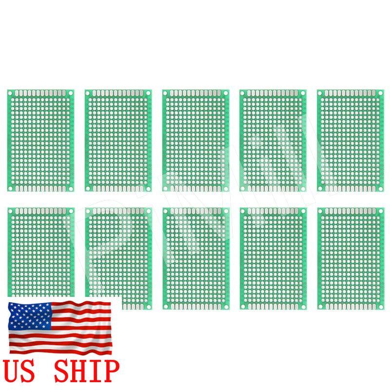 10pcs Double Side Prototype PCB Tinned Universal Bread board DIY 4x6cm US Stock